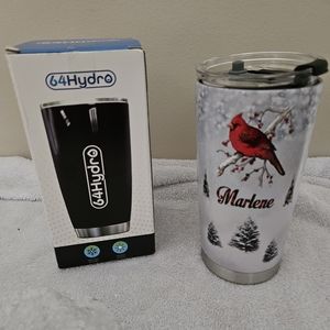 64Hydro Stainless steel Insulated Tumbler.  Personalized with the name Marlene.